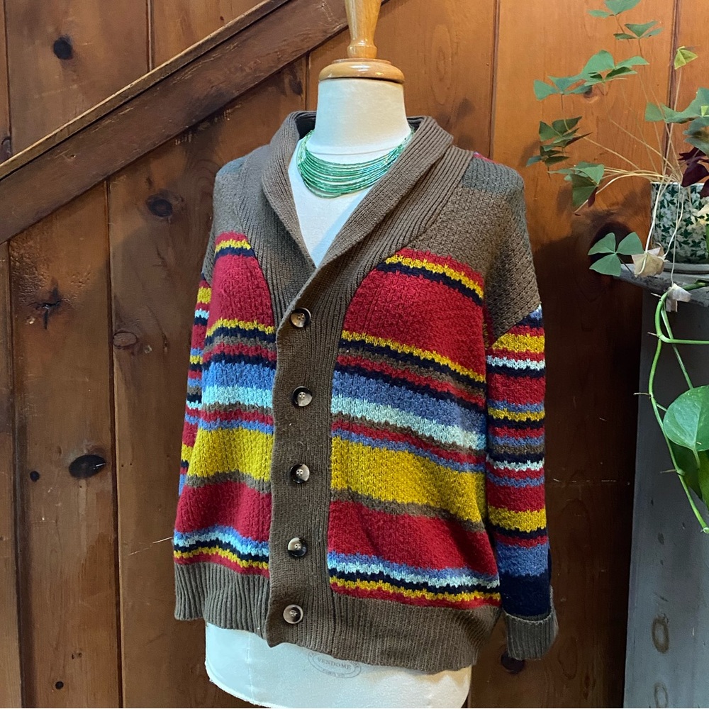 OC Order Plus Multi Stripe Boxy Cardigan